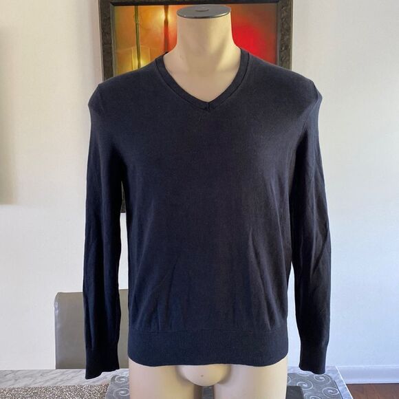 Banana Republic Medium Luxury Blend V Neck Navy Long Sleeve - Picture 1 of 5